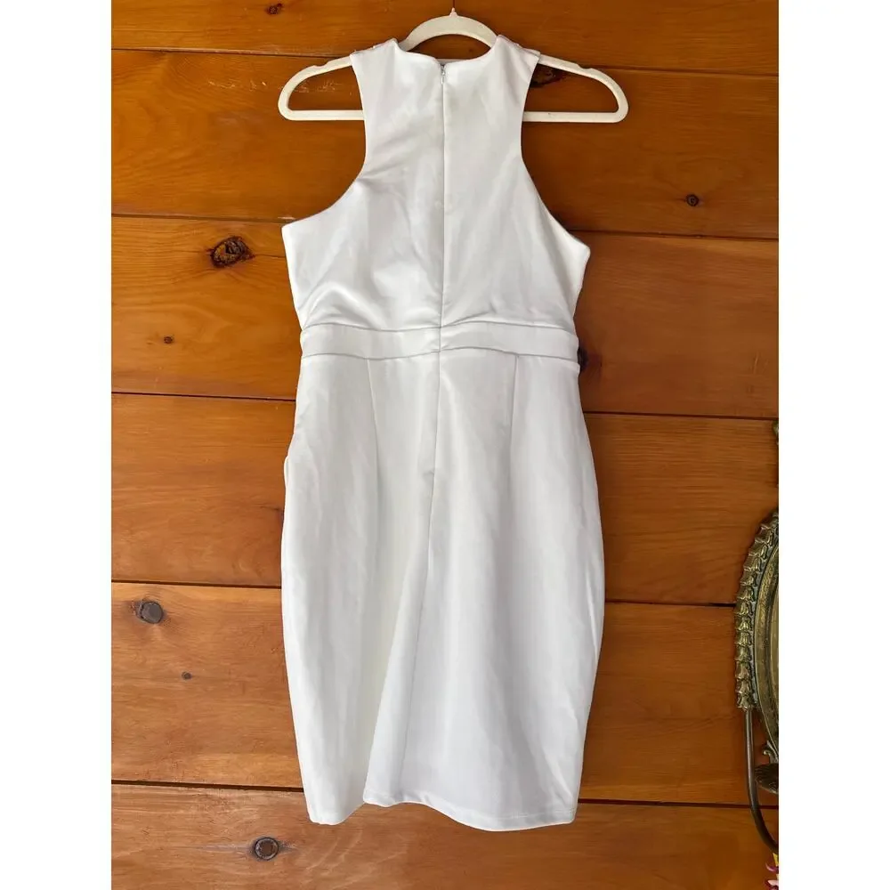 NWT Lulus Headed to Cocktail Hour White Halter Tulip Mini Dress Engagement Sz XL - Picture 4 of 6